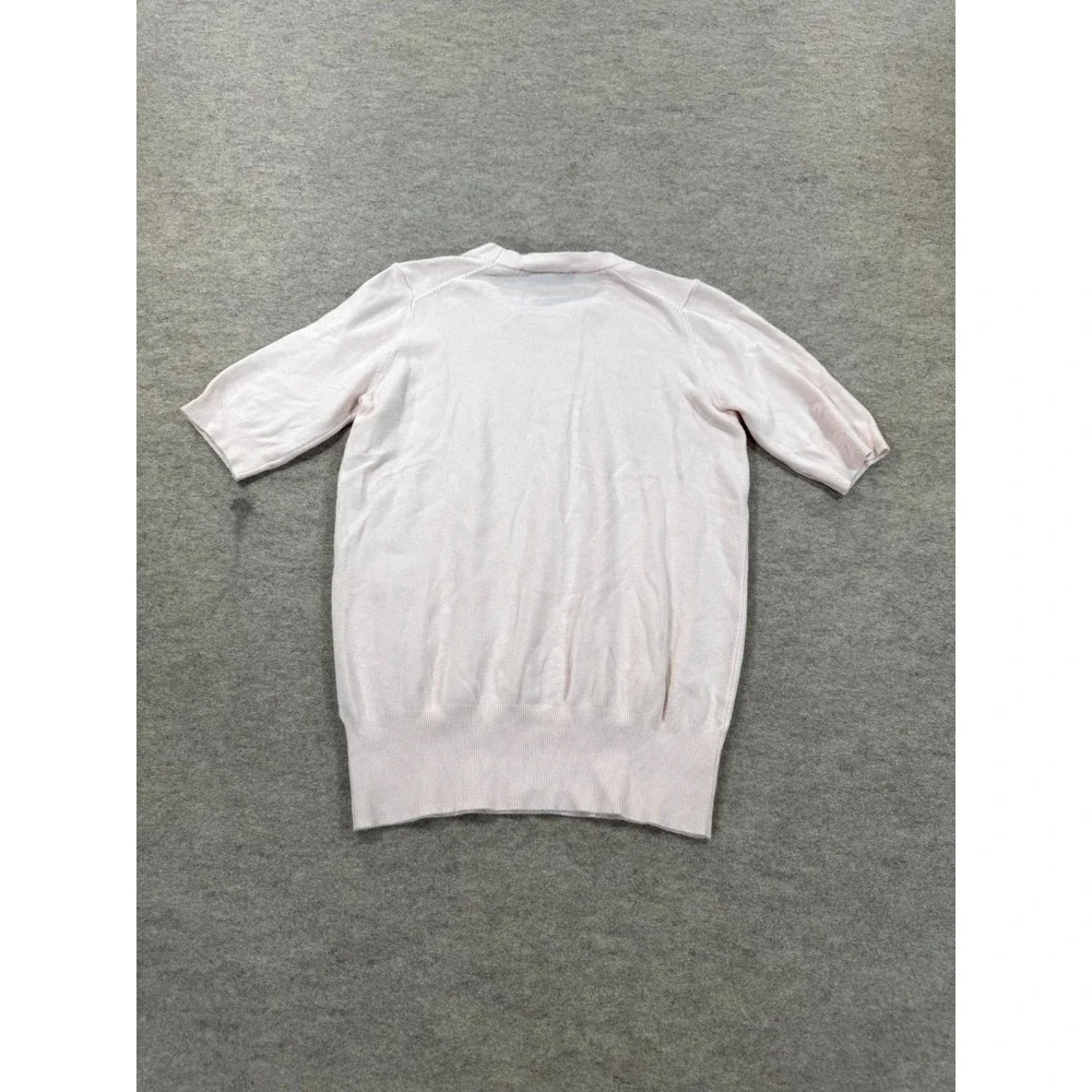 Zara Sweater Womens Small Pink Crew Neck Knitted Short Sleeve Casual Pullover
